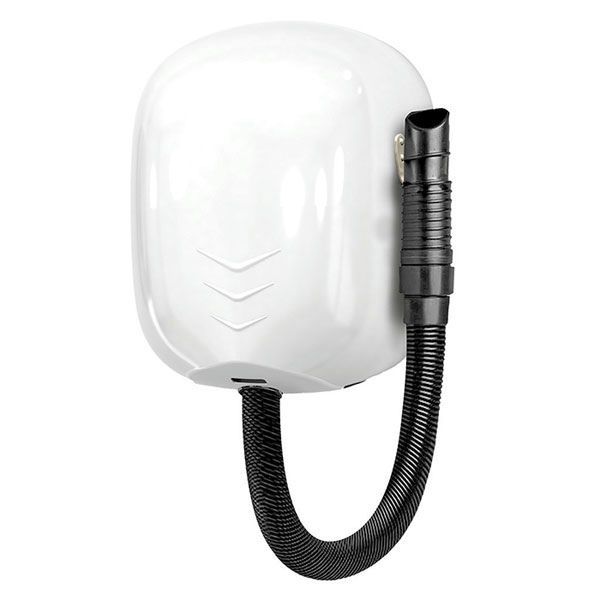 Zefiro Pro Hair Medial asciugacapelli parete bianco tubo estensibile 1100W doppio termostato sicurezza horeca

