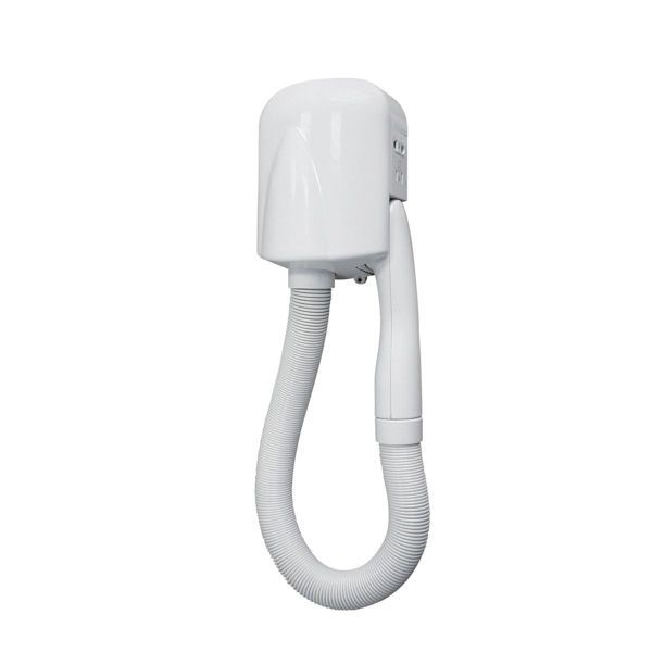 Asciugacapelli da parete Yul Medial con tubo estensibile e attivazione automatica, ideale per alberghi.