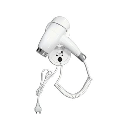 Phonette asciugacapelli pistola con base muro e presa rasoio, 1200W, cavo spiralato 90 cm, per uso alberghiero.