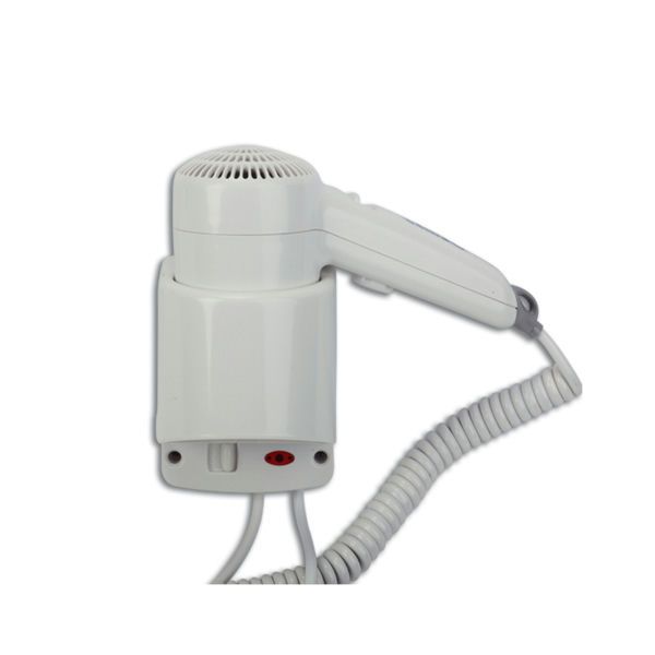 Yul Basic Medial asciugacapelli con base a muro laterale bianco in ABS, motore 1200W, 2 livelli calore e velocità.