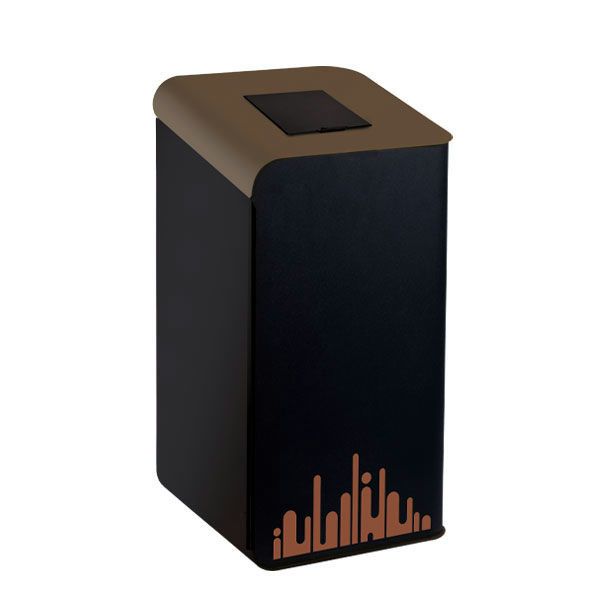 Rubik Evo metal bin black‑brown with top flap and bag holder for professional horeca recycling stations

