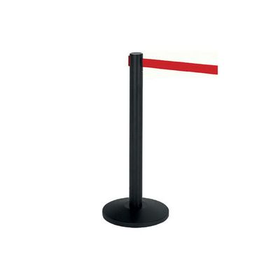 Colonna Medial Alfa nera con nastro rosso 2 m e palo 63 mm per separazione flussi in ambito horeca.