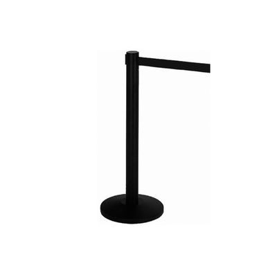Colonna Medial Alfa nera con nastro nero 2 m e palo 63 mm per separazione flussi in ambito horeca.
