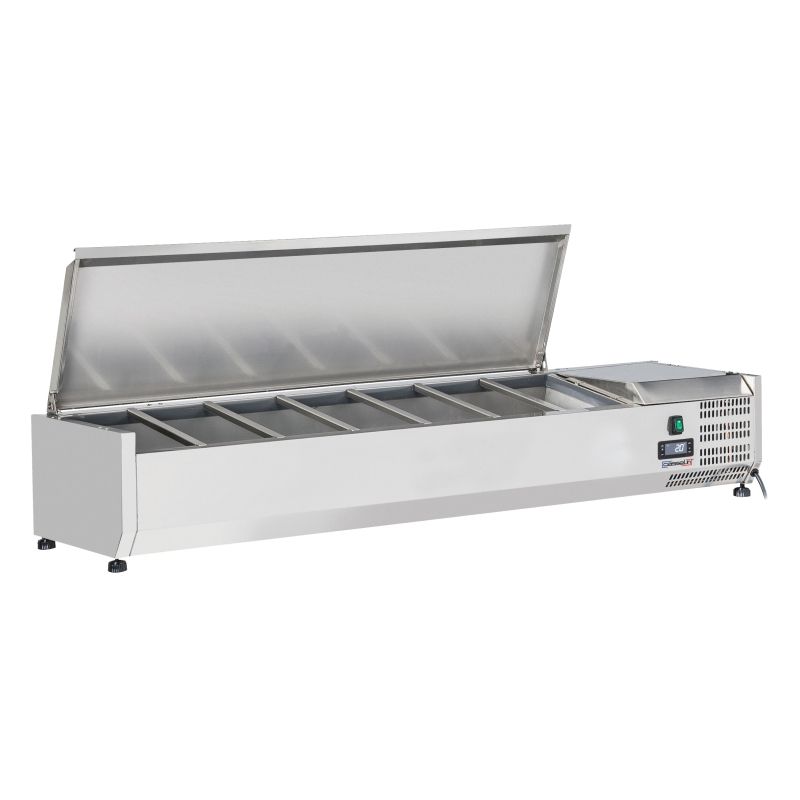 Casselin - Saladette da banco con coperchi 7 x GN 1/4