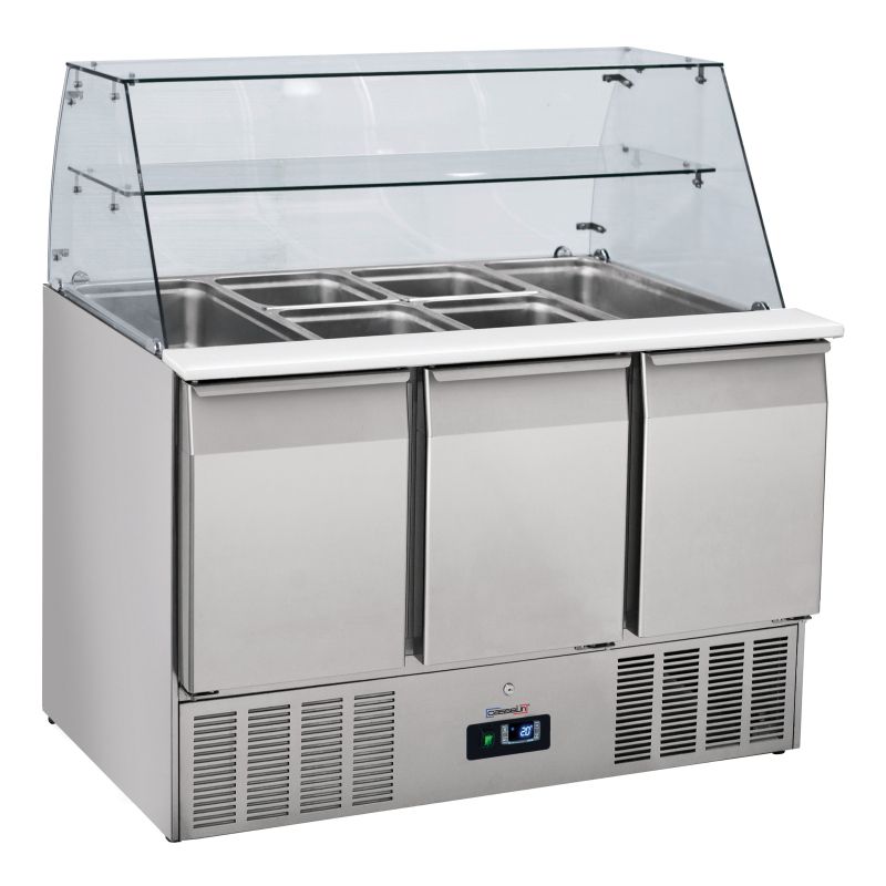 Casselin - Glass Saladette 3 Doors GN 1/1