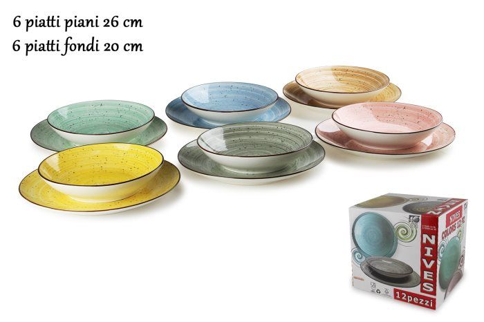 Frescura - 12-piece assorted table plates Nives