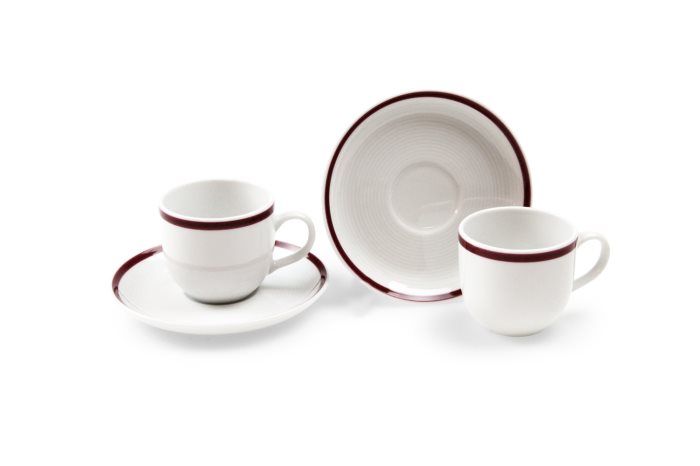 Coffee cup porcelain with saucer red rim Tiago horeca use