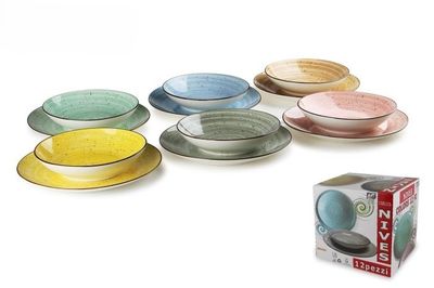Set of 12 Nives porcelain table plates for horeca use
