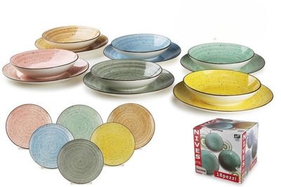 Set of 18 assorted Nives porcelain table plates for horeca use