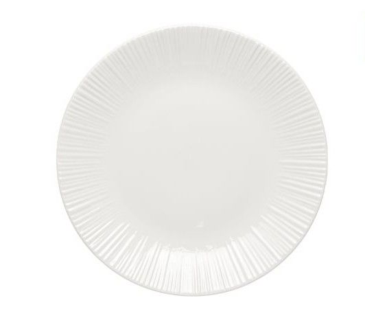 28 cm Zenith white porcelain flat plate embossed rim for horeca use