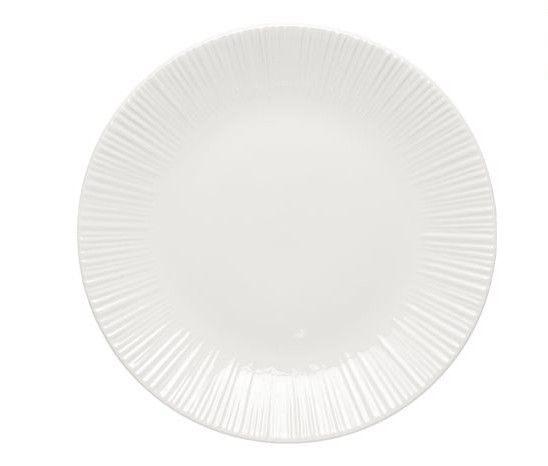30 cm Zenith white porcelain flat plate embossed rim for horeca use