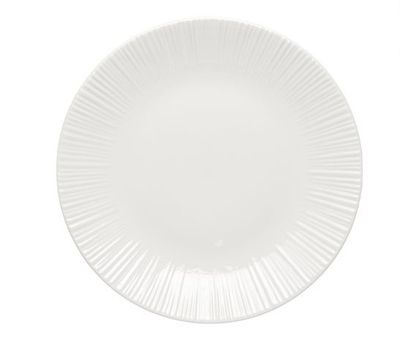 30 cm Zenith white porcelain flat plate embossed rim for horeca use