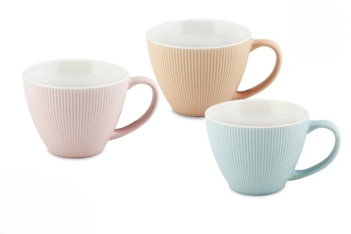 Breakfast cup porcelain 38 cl Jumbo striped pastel colors horeca use