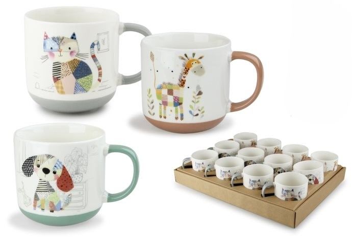 Mug cup porcelain 38 cl animals kids horeca use