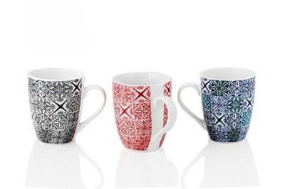 Mug cup porcelain 40 cl rounded geometric decoration horeca use