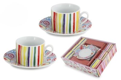 Tea cup porcelain 16 cl Crazy colorful with saucer horeca use