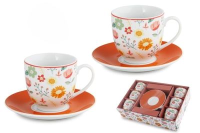 Teetasse Porzellan 18 cl Spring Blumendekor mit Untertasse Gastronomie