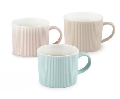 Teetasse Porzellan 22 cl Rillen Pastellfarben Gastronomie