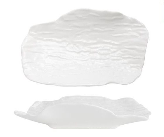 Rectangular tray porcelain white 21x13 cm Wood horeca use