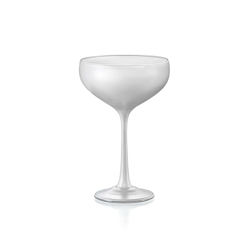 Bohemia Pralines White champagne coupe 18 cl decorated glass hand wash horeca.
