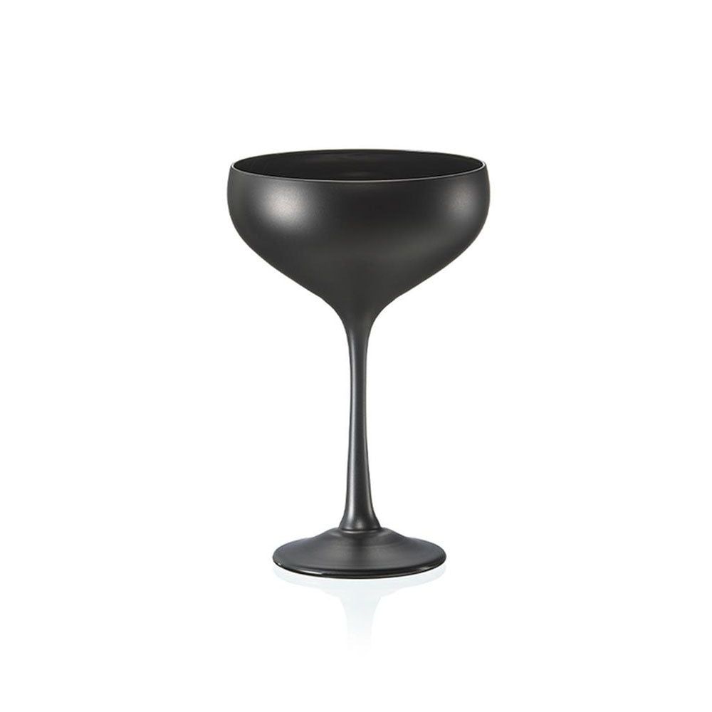 Bohemia Pralines Black champagne coupe 18 cl decorated glass hand wash horeca.
