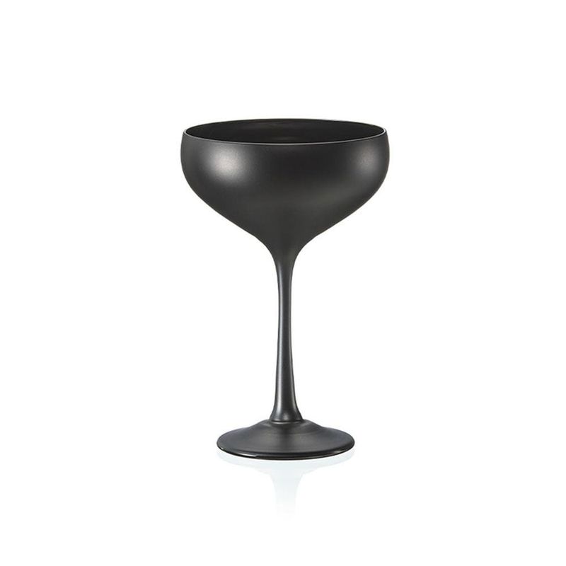 Bohemia Pralines Black champagne coupe 18 cl decorated glass hand wash horeca.
