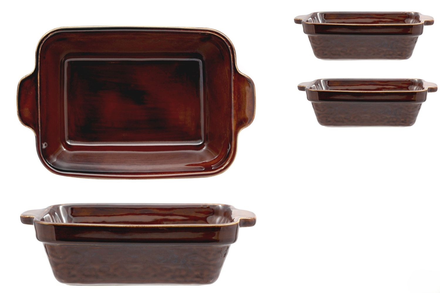 Lioness rectangular casseroles brown set 2 JustColor 17.8 cm