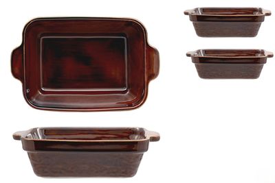 Lioness rectangular casseroles brown set 2 JustColor 17.8 cm