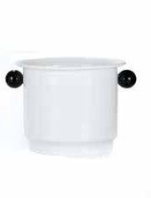 Tirolix large painted aluminum wine bucket white with black plastic handles bottom diameter 180 mm horeca