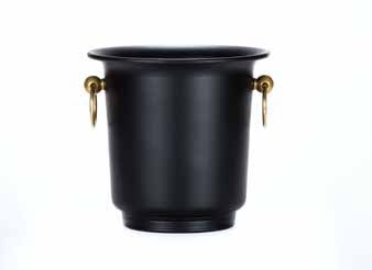 Tirolix painted aluminum wine bucket black matte with gold handles 190x130x210 mm horeca