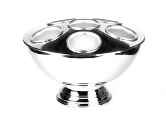 Tirolix steel champagne bowl polished with lid and inserts horeca