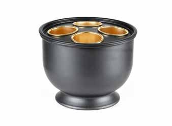Tirolix painted aluminum champagne bowl black 4 bottles with gold holders horeca