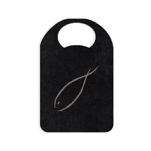 Disposable bib Pescato black Oblò 37x57 cm paper for horeca use