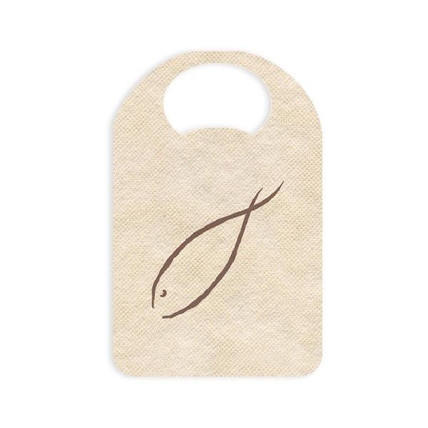 Disposable bib Pescato sand Oblò 37x57 cm paper for horeca use