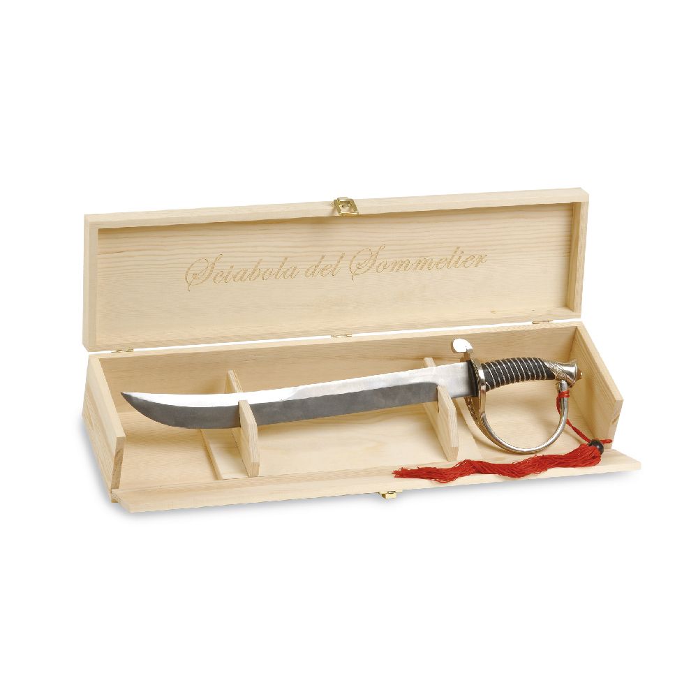 Amefa champagne saber stainless with wooden box horeca