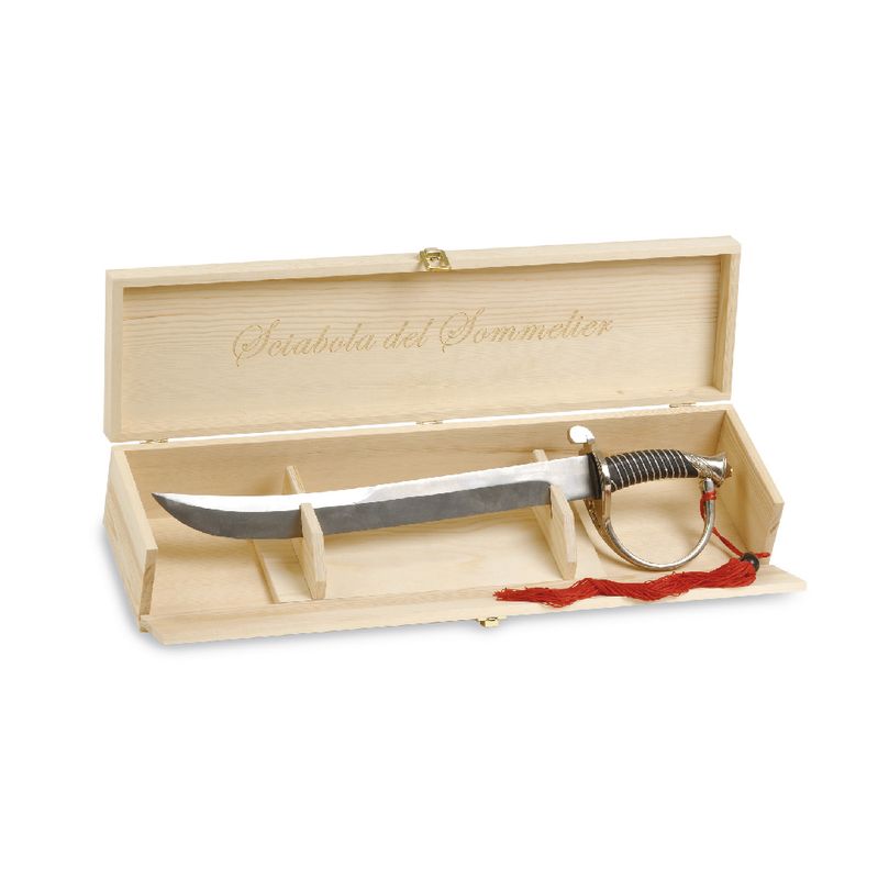 Amefa champagne saber stainless with wooden box horeca