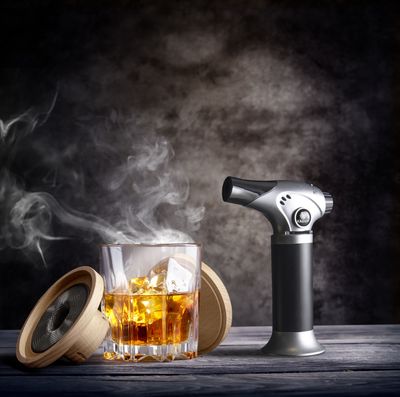 Smoker set with torch and wood chips horeca use