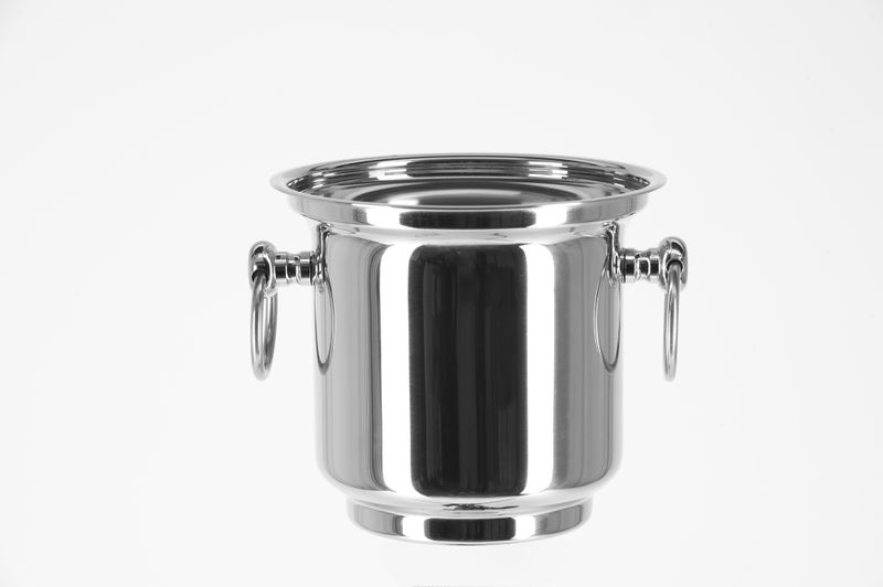 Tirolix small stainless steel bucket with chrome knobs and rings