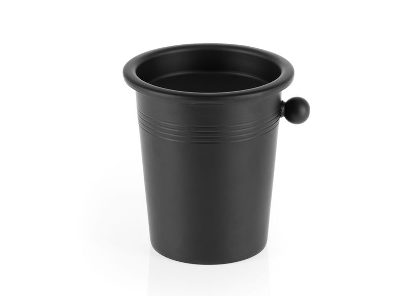 Matte Black Aluminium Spittoon with Side Knob and Striped Decoration Tirolix