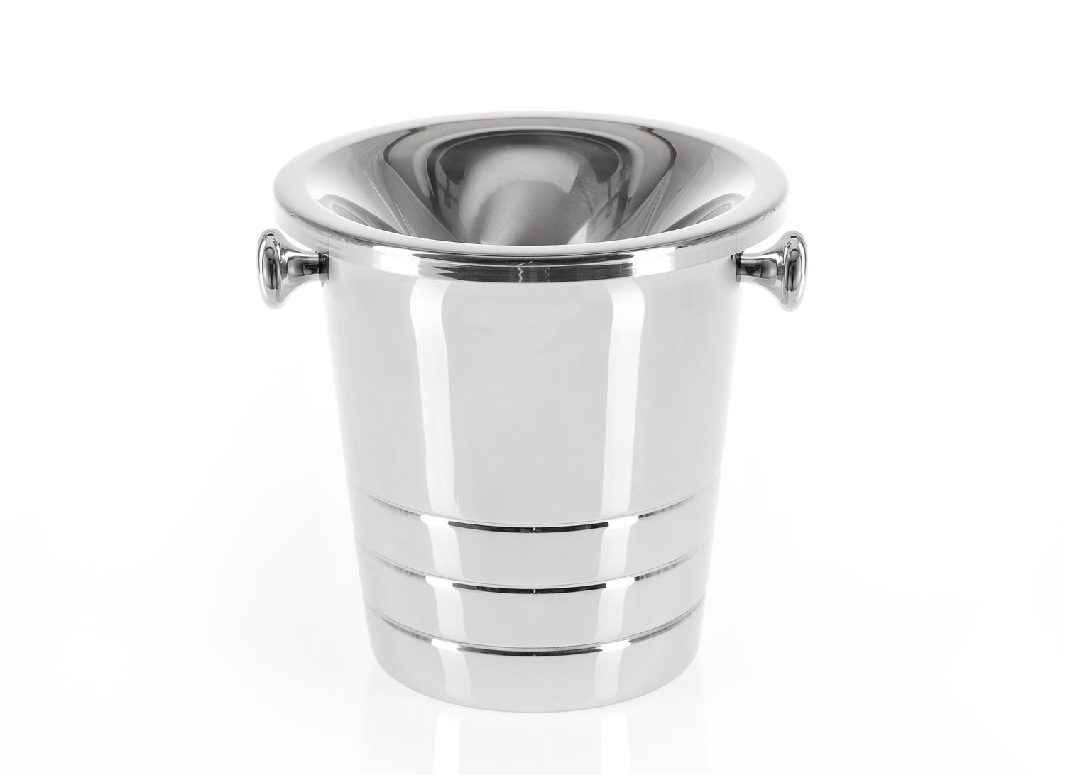 Stainless Steel Spittoon with Chrome Knobs and Decorative Bands Tirolix