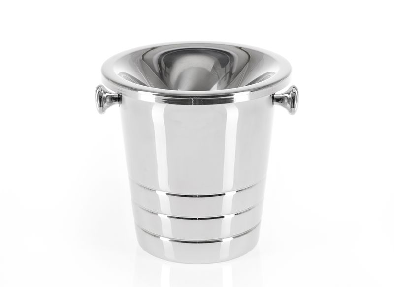 Stainless Steel Spittoon with Chrome Knobs and Decorative Bands Tirolix