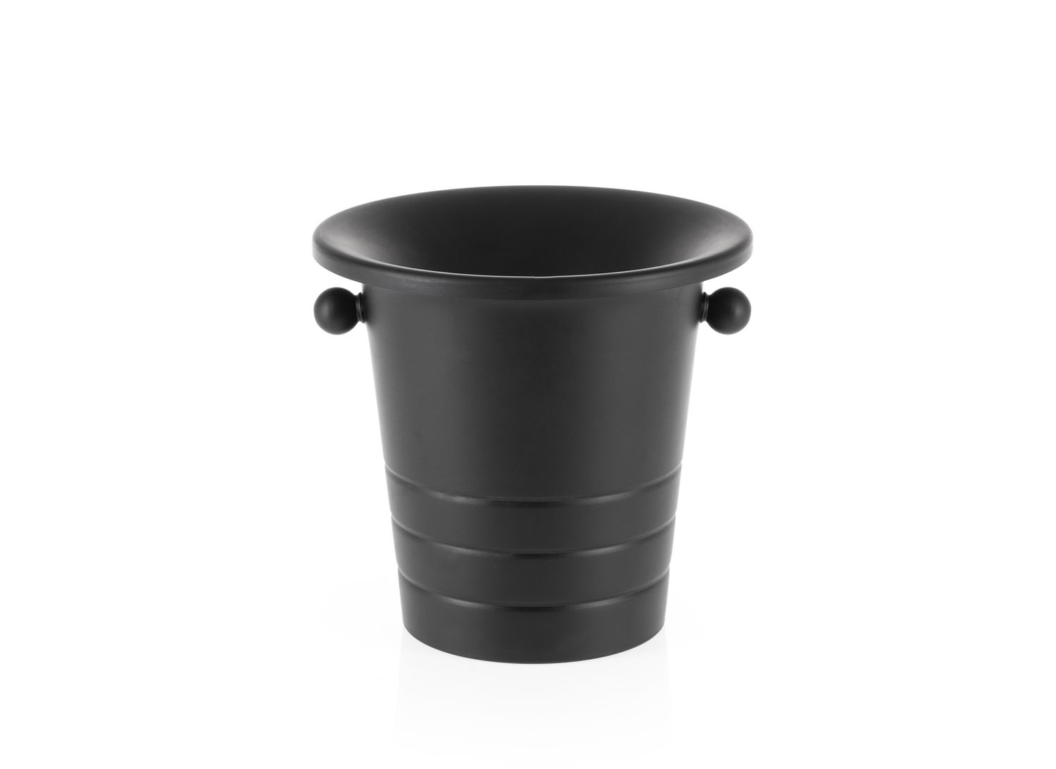 Black Painted Aluminium Spittoon with Knobs and Striped Decoration Tirolix