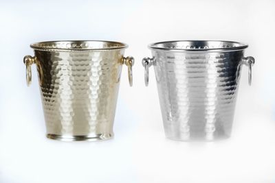 Secchiello Tirolix alluminio ossidato martellato argento con pomoli tondi 200x150 mm horeca