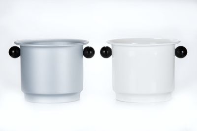 Secchiello alluminio grande con pomoli in plastica 113BISARG - Tirolix Secchiello Tirolix grande alluminio verniciato argento con pomoli plastica neri diametro 180 mm horeca