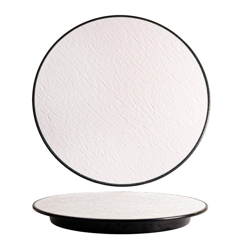 Plate 30 cm melamine Woody White Black Tirolix horeca use