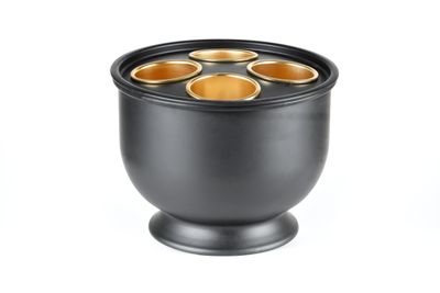 Tirolix painted aluminum champagne bowl black 4 bottles with gold holders horeca