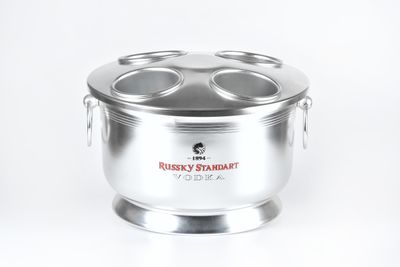 Tirolix Sektkühler Aluminium oxidiert Silber 4 Flaschen Durchmesser 300 mm horeca