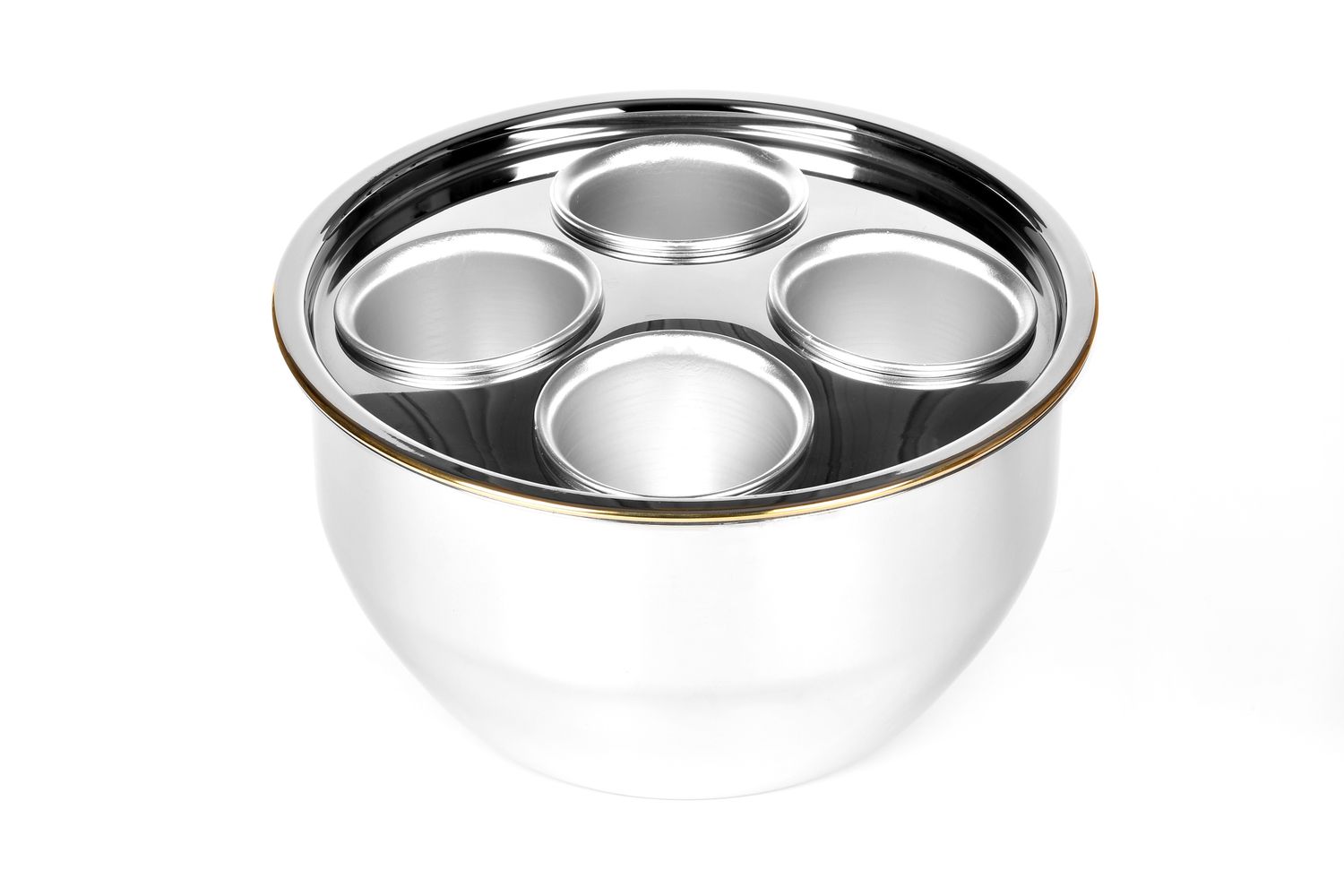 Tirolix steel champagne bowl with lid and inserts horeca