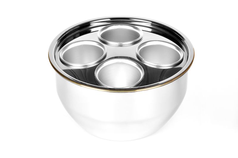 Tirolix steel champagne bowl with lid and inserts horeca