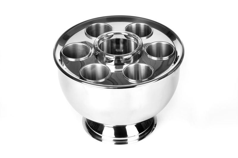 Tirolix steel champagne bowl with plastic glacette and inserts horeca